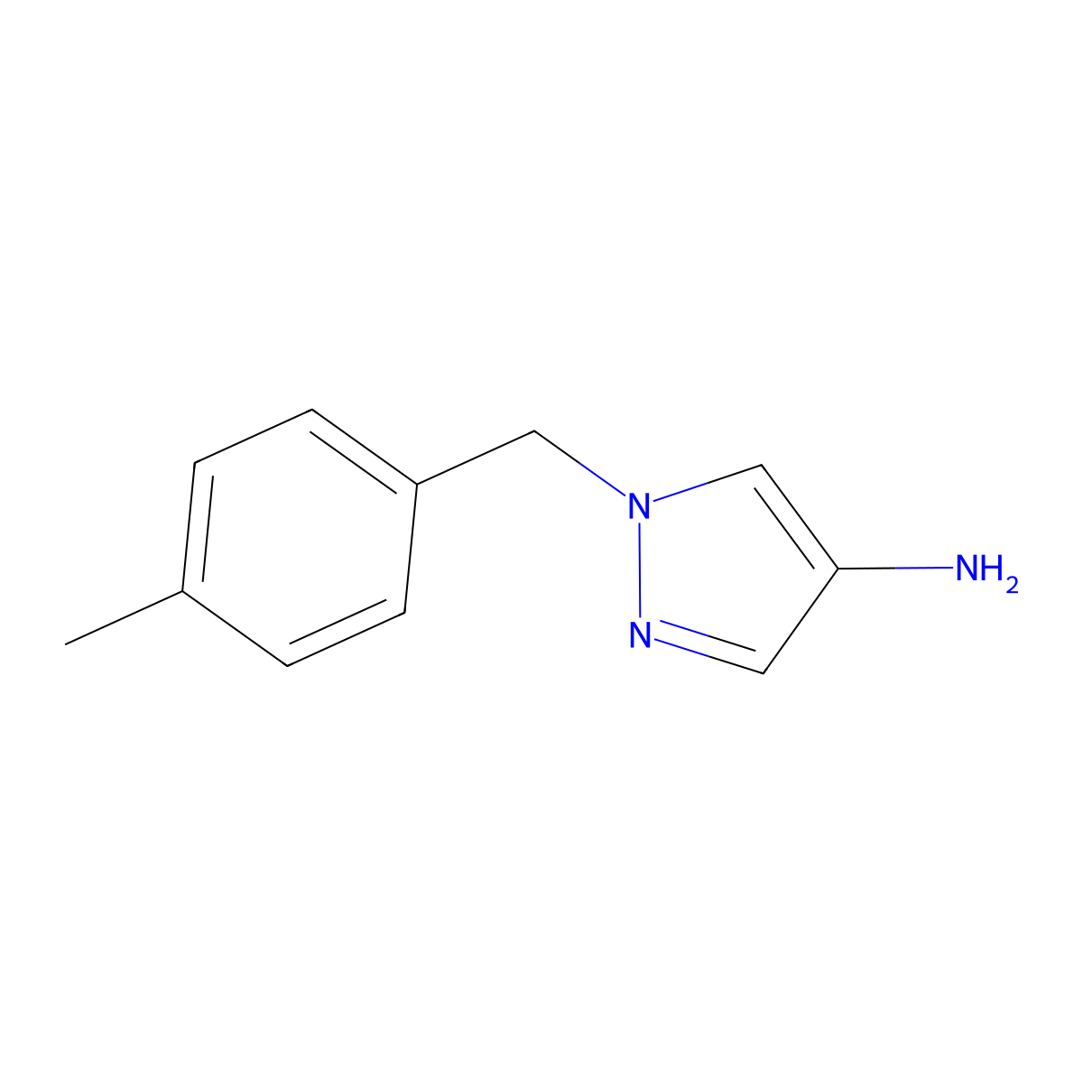 1-(4-methylbenzyl)-1H-pyrazol-4-amine molecular structure, CAS 1002414-59-6