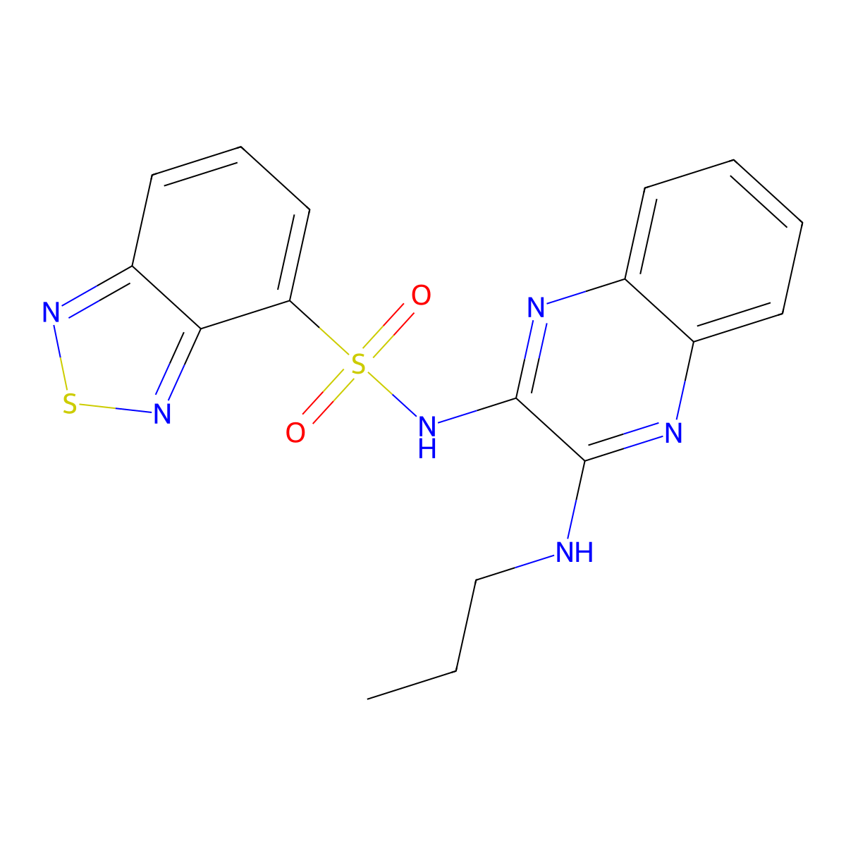 N-(3-(propylamino)quinoxalin-2-yl)benzo[c][1,2,5]thiadiazole-4-sulfonamide molecular structure, CAS 1002414-73-4