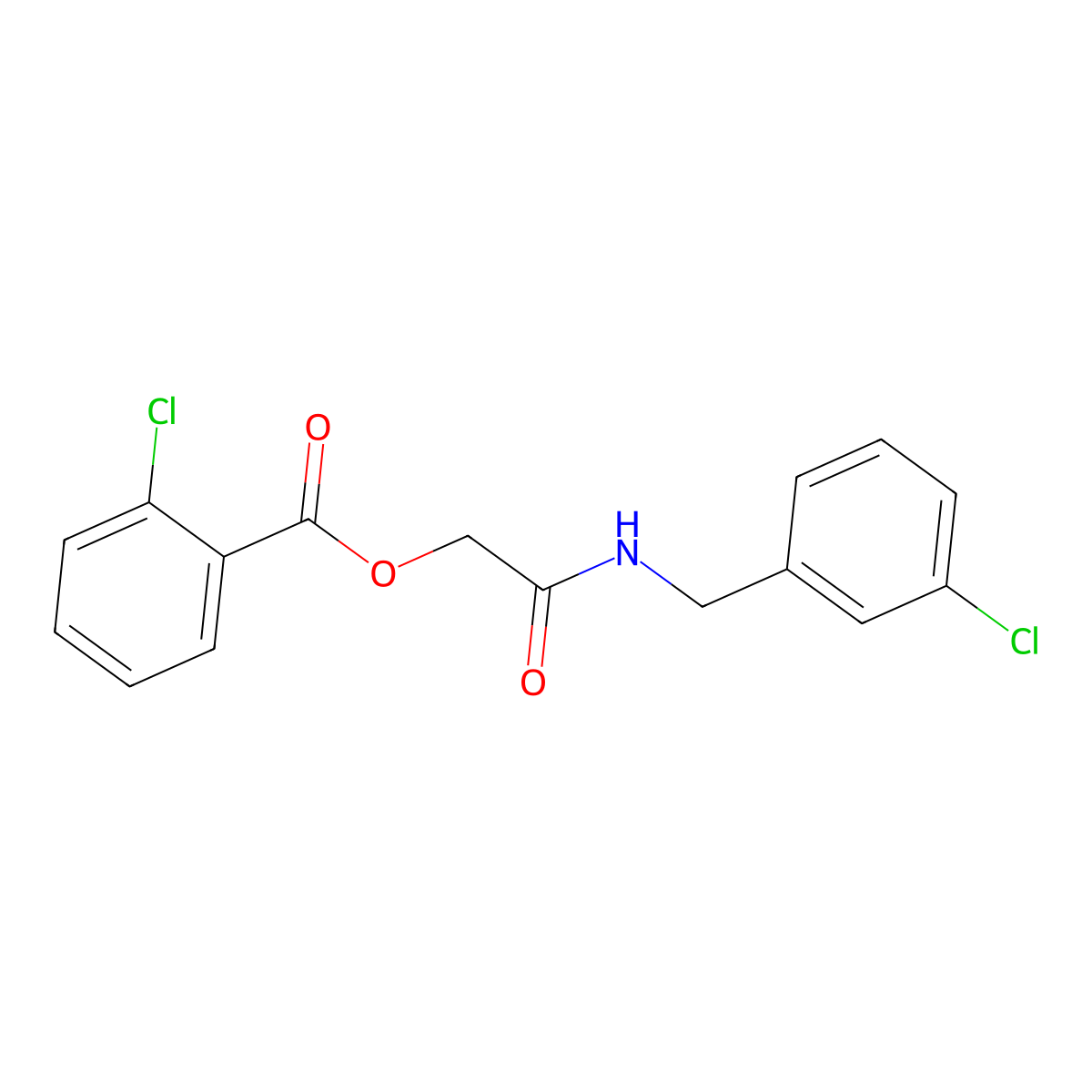 2-((3-Chlorobenzyl)amino)-2-oxoethyl 2-chlorobenzoate molecular structure, CAS 1002419-08-0