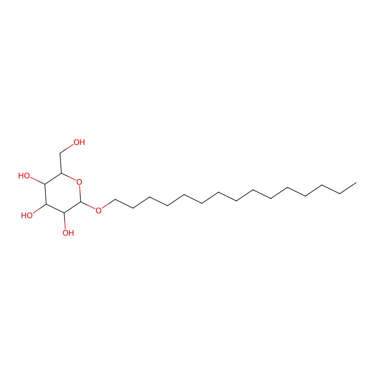 Pentadecyl D-glucoside molecular structure, CAS 100243-42-3