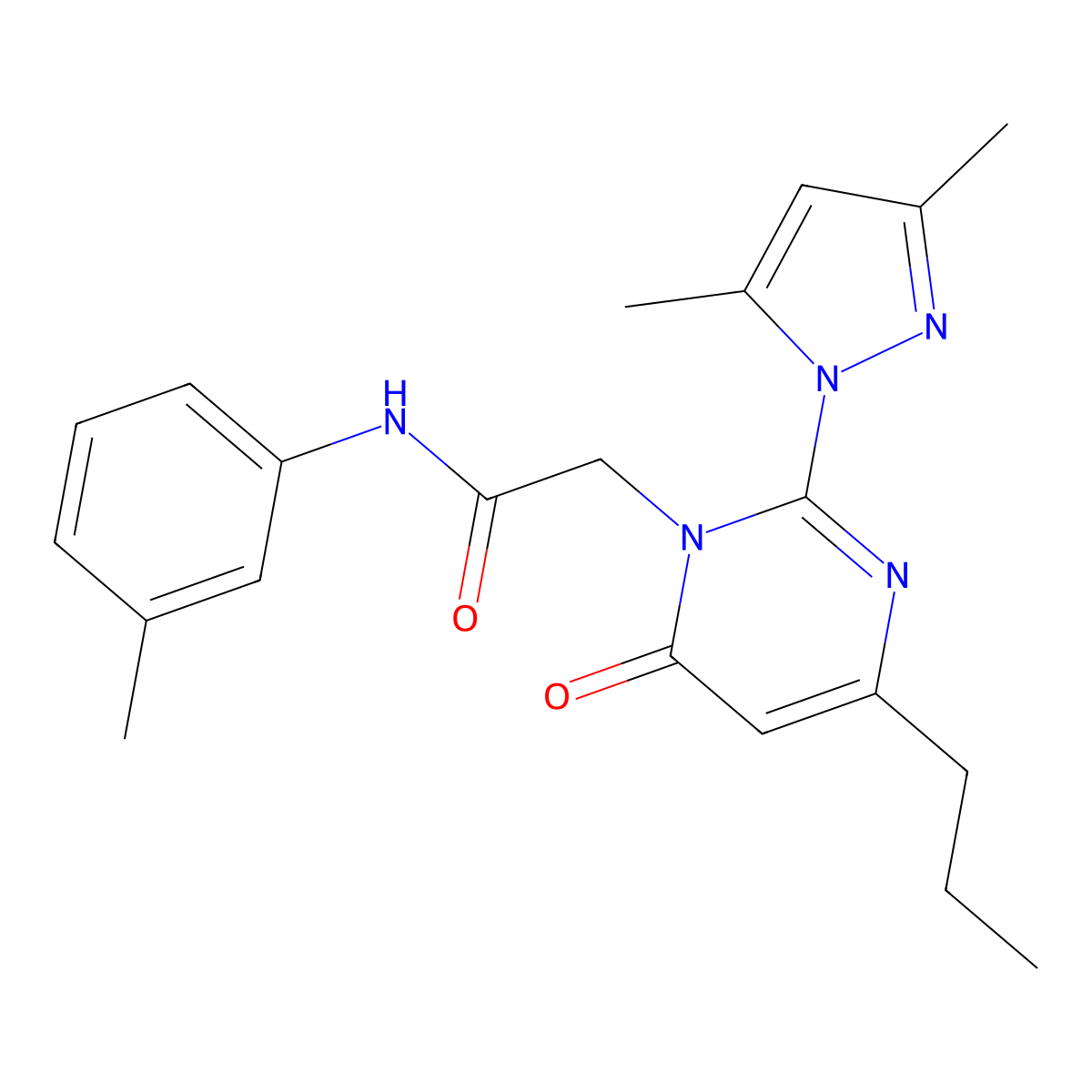 2-(2-(3,5-dimethyl-1H-pyrazol-1-yl)-6-oxo-4-propylpyrimidin-1(6H)-yl)-N-(m-tolyl)acetamide molecular structure, CAS 1002430-93-4