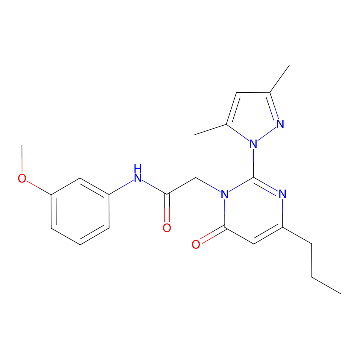 2-(2-(3,5-dimethyl-1H-pyrazol-1-yl)-6-oxo-4-propylpyrimidin-1(6H)-yl)-N-(3-methoxyphenyl)acetamide molecular structure, CAS 1002432-16-7