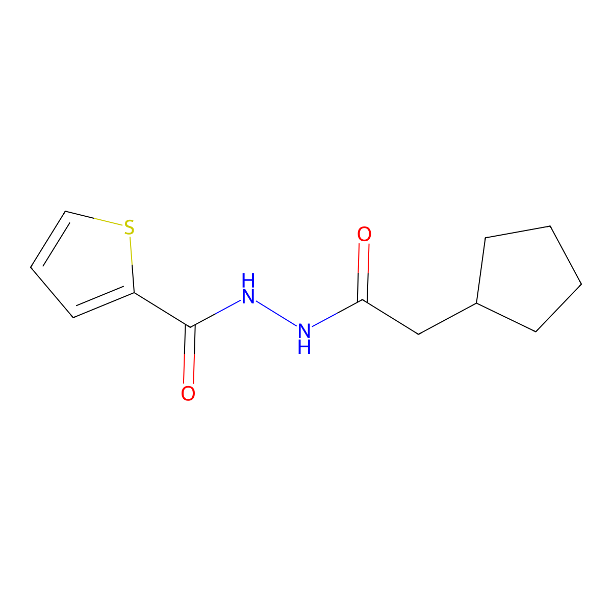 N'-(2-cyclopentylacetyl)thiophene-2-carbohydrazide molecular structure, CAS 1002481-98-2
