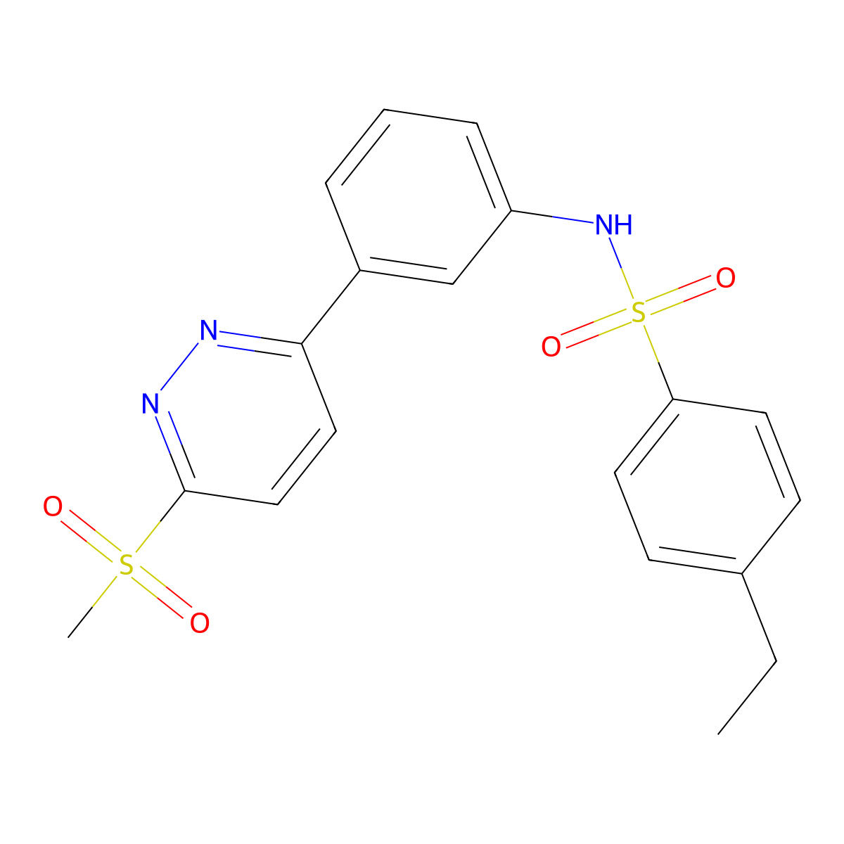 4-ethyl-N-[3-(6-methylsulfonylpyridazin-3-yl)phenyl]benzenesulfonamide molecular structure, CAS 1002483-76-2