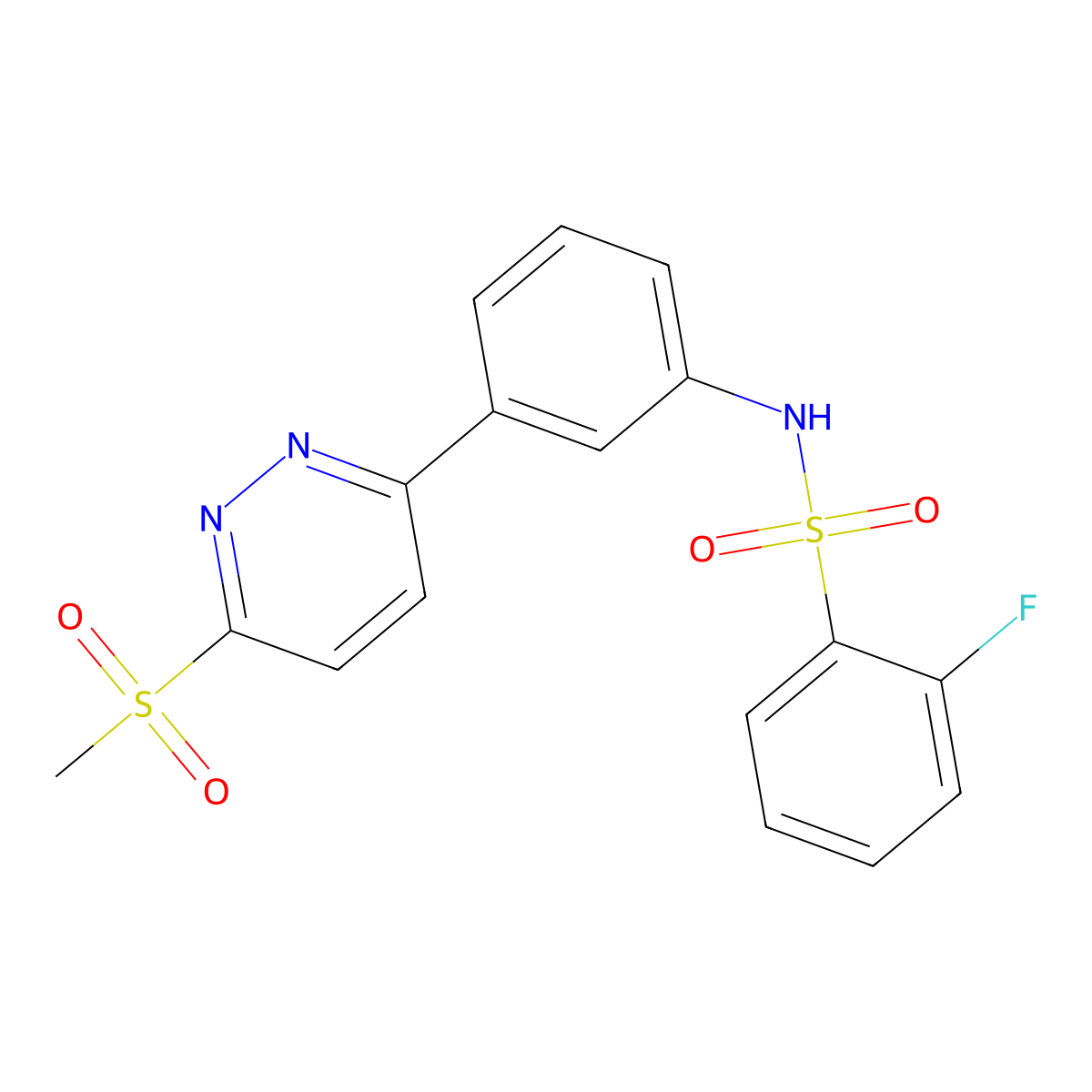 2-fluoro-N-[3-(6-methylsulfonylpyridazin-3-yl)phenyl]benzenesulfonamide molecular structure, CAS 1002483-81-9