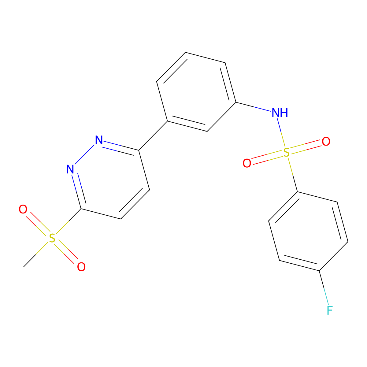 4-fluoro-N-[3-(6-methylsulfonylpyridazin-3-yl)phenyl]benzenesulfonamide molecular structure, CAS 1002483-85-3