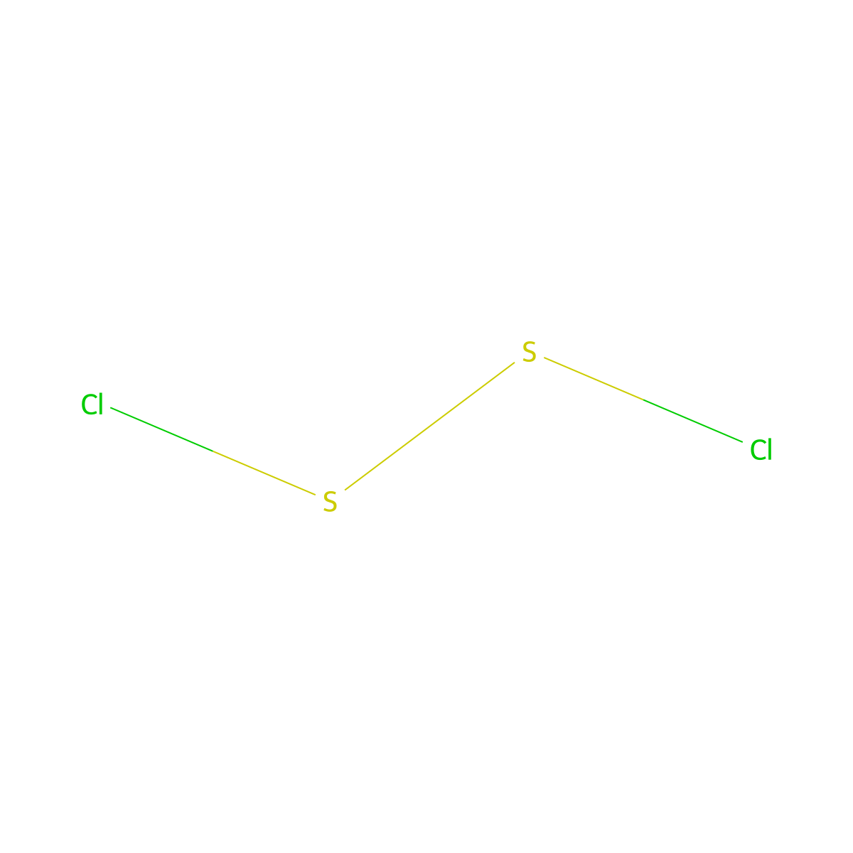 Sulfur monochloride molecular structure, CAS 10025-67-9