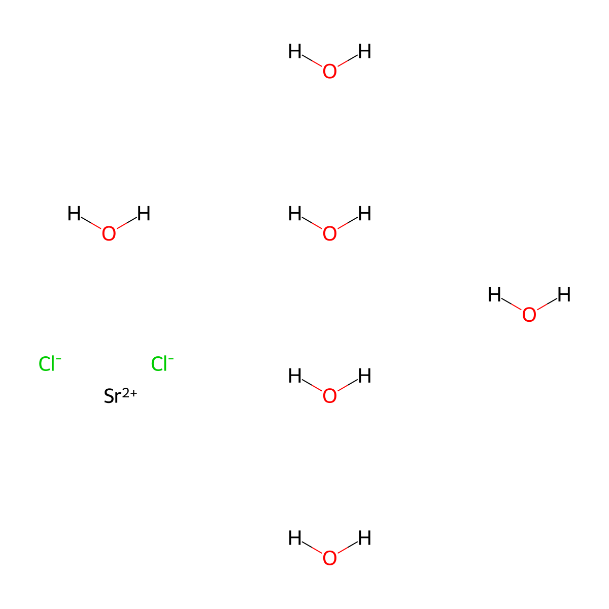 Strontium dichloride hexahydrate molecular structure, CAS 10025-70-4