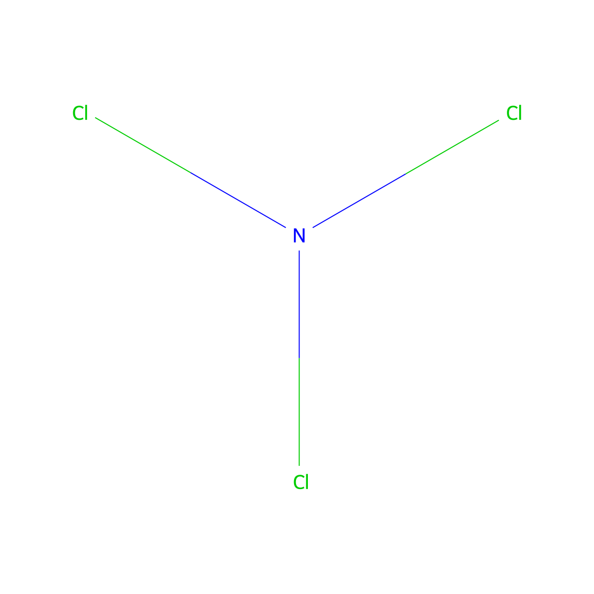 Nitrogen trichloride molecular structure, CAS 10025-85-1