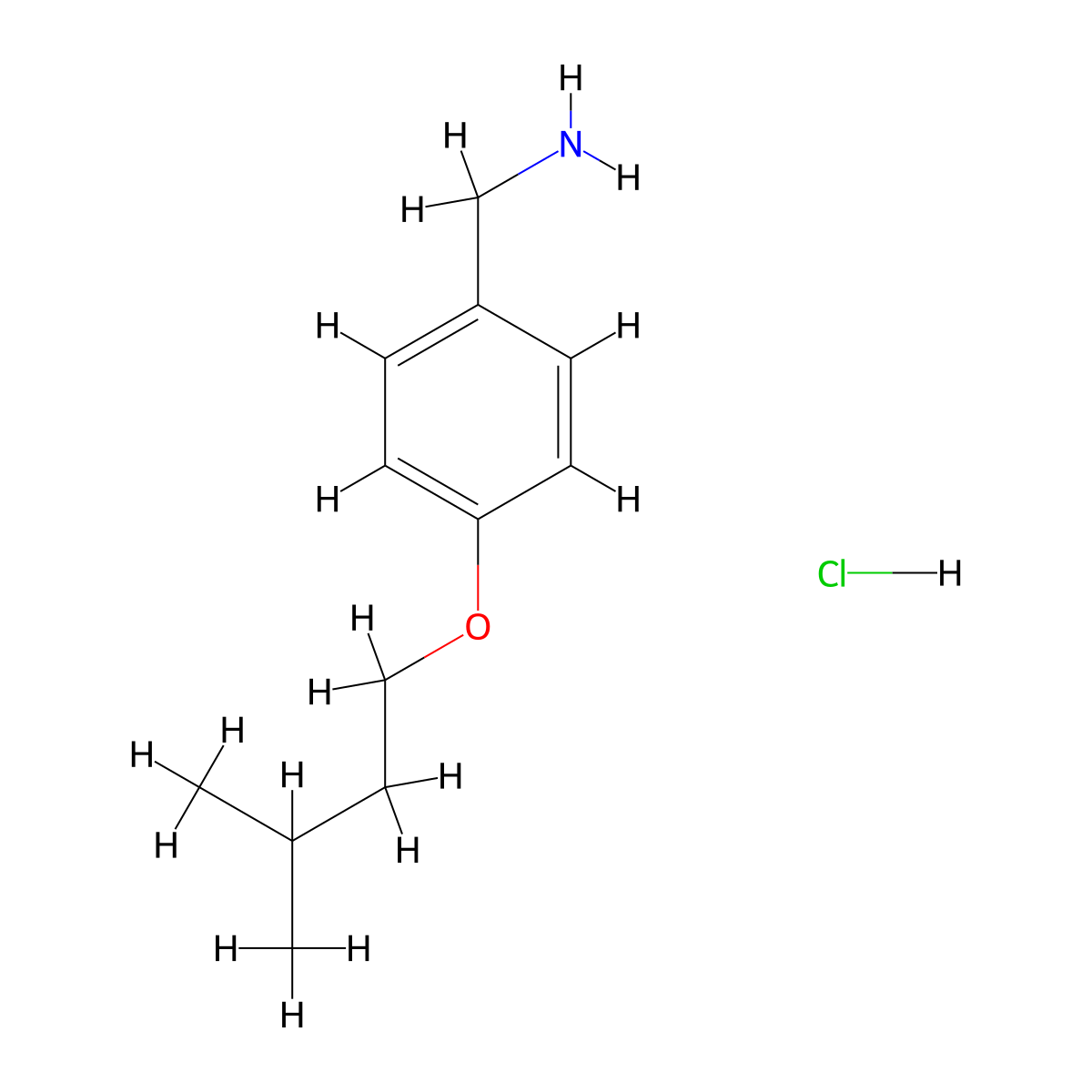 (4-(Isopentyloxy)phenyl)methanamine hydrochloride molecular structure, CAS 100251-71-6