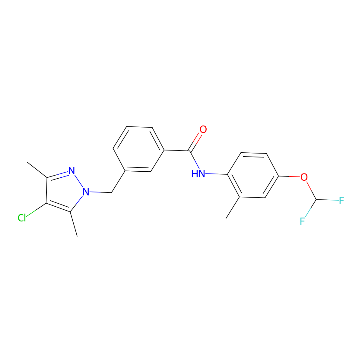 3-[(4-chloro-3,5-dimethylpyrazol-1-yl)methyl]-N-[4-(difluoromethoxy)-2-methylphenyl]benzamide molecular structure, CAS 1002512-65-3