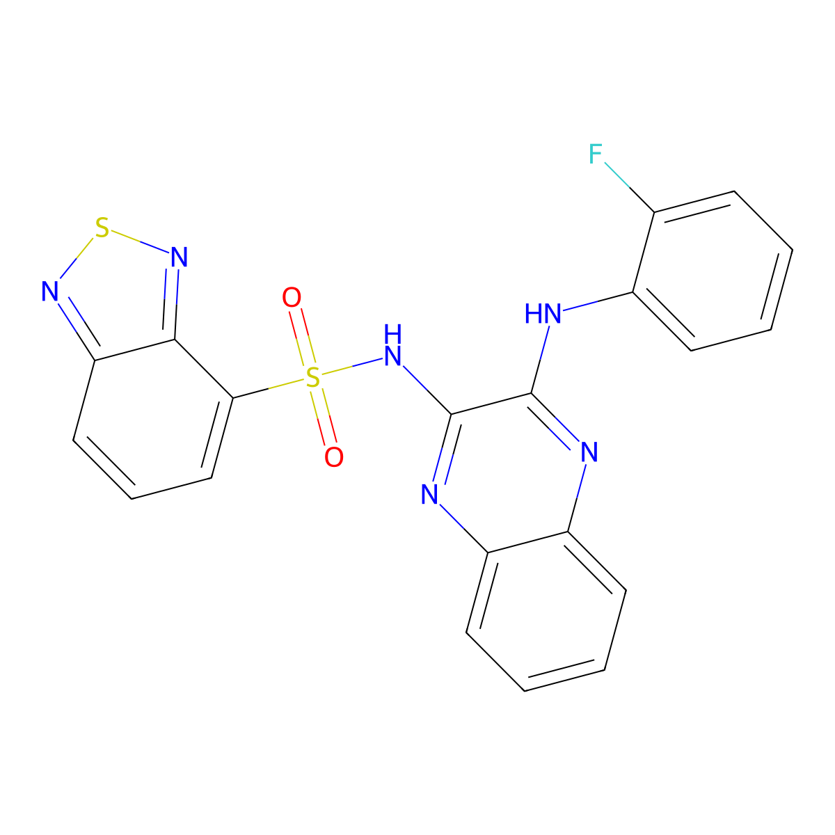 N-(3-((2-fluorophenyl)amino)quinoxalin-2-yl)benzo[c][1,2,5]thiadiazole-4-sulfonamide molecular structure, CAS 1002513-37-2