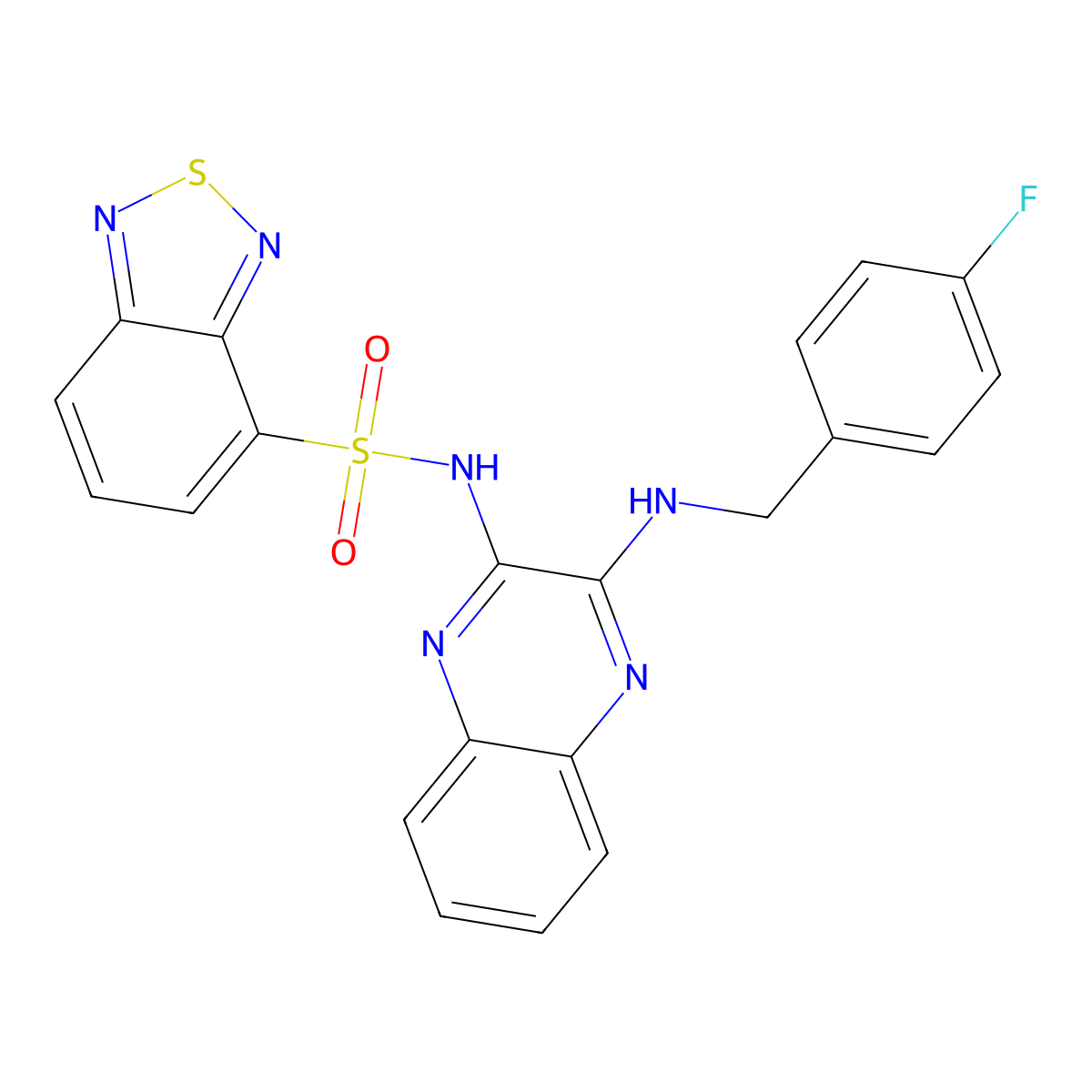 N-(3-((4-fluorobenzyl)amino)quinoxalin-2-yl)benzo[c][1,2,5]thiadiazole-4-sulfonamide molecular structure, CAS 1002513-39-4