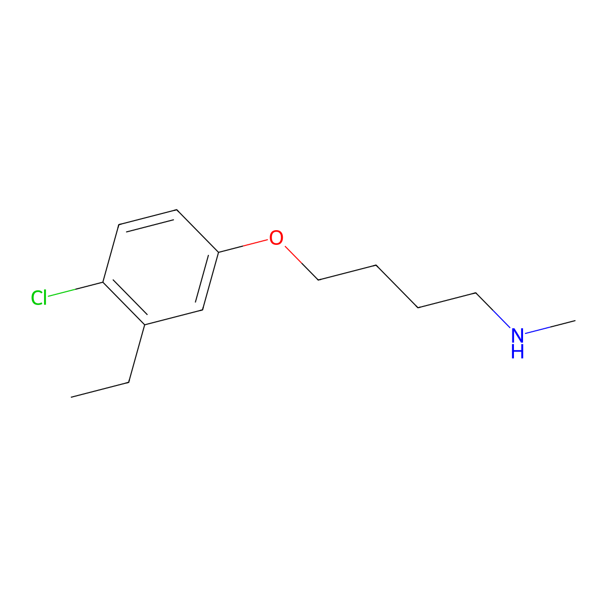 4-(4-chloro-3-ethylphenoxy)-N-methylbutan-1-amine molecular structure, CAS 1002514-20-6