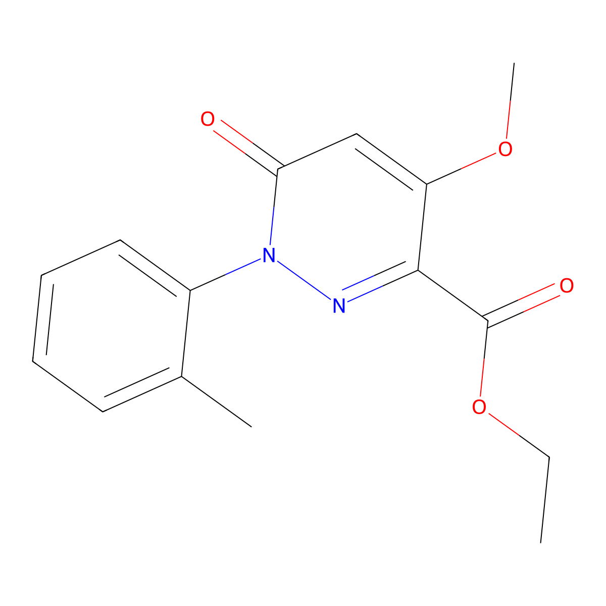Ethyl 4-methoxy-1-(2-methylphenyl)-6-oxo-1,6-dihydropyridazine-3-carboxylate molecular structure, CAS 1002517-13-6