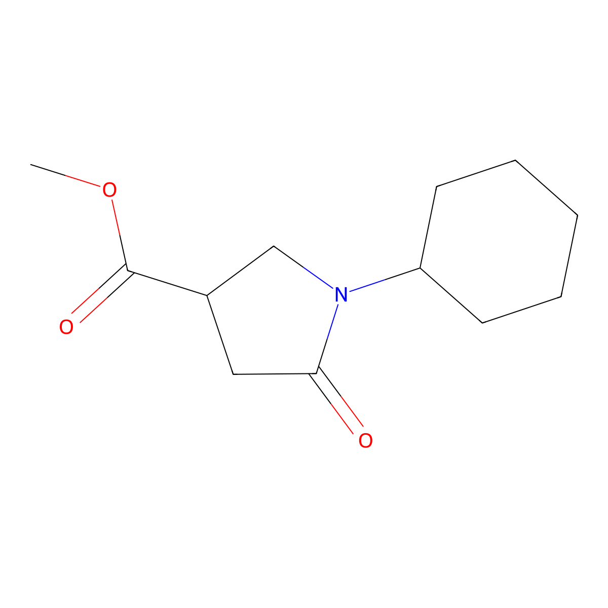 Methyl 1-cyclohexyl-5-oxopyrrolidine-3-carboxylate molecular structure, CAS 100252-83-3
