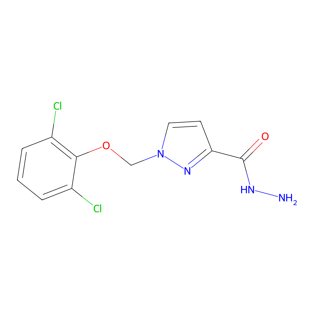 1-((2,6-Dichlorophenoxy)methyl)-1H-pyrazole-3-carbohydrazide molecular structure, CAS 1002535-09-2