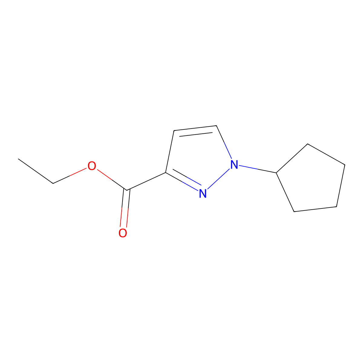 ethyl 1-cyclopentyl-1H-pyrazole-3-carboxylate molecular structure, CAS 1002535-19-4
