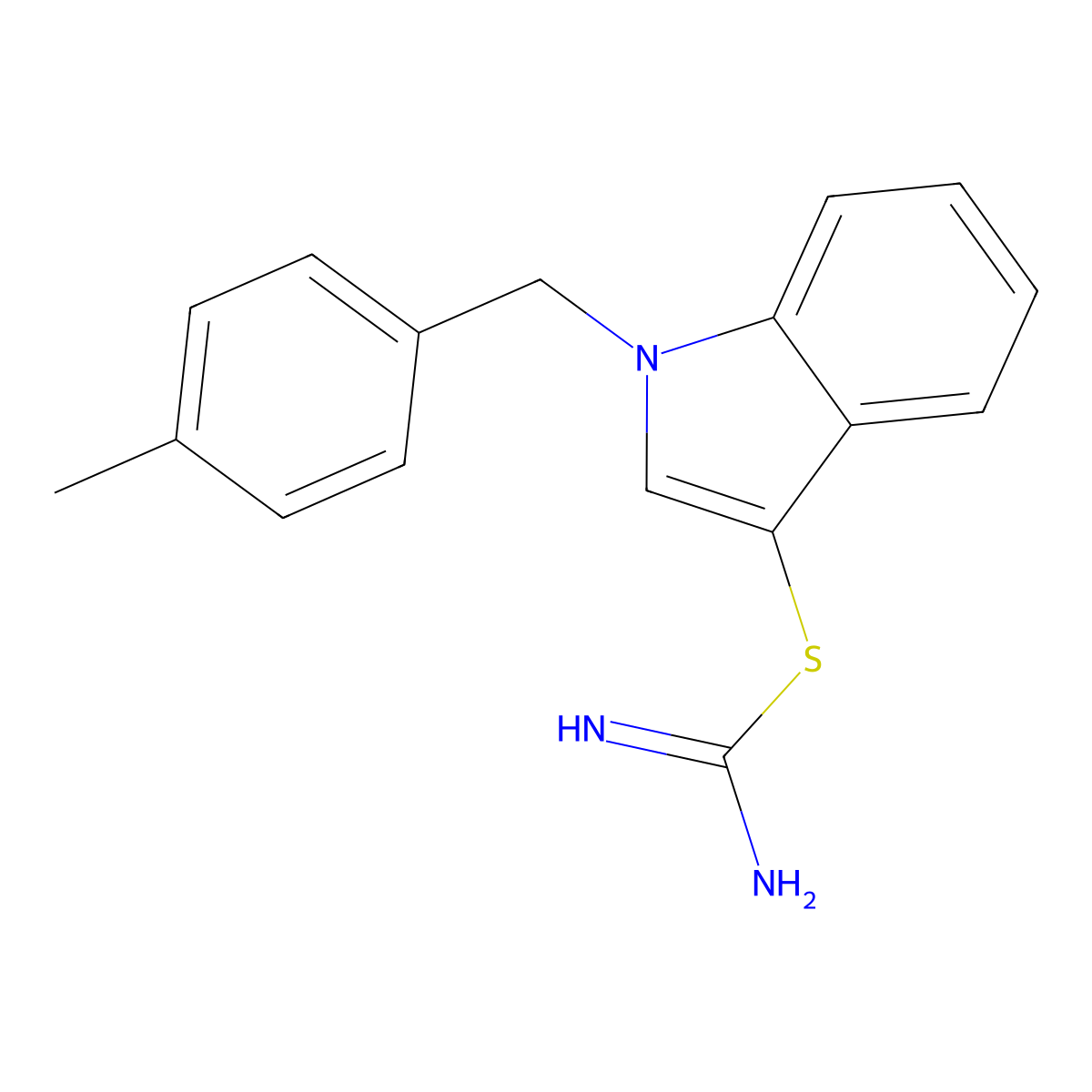 ({1-[(4-methylphenyl)methyl]-1H-indol-3-yl}sulfanyl)methanimidamide molecular structure, CAS 1002539-73-2