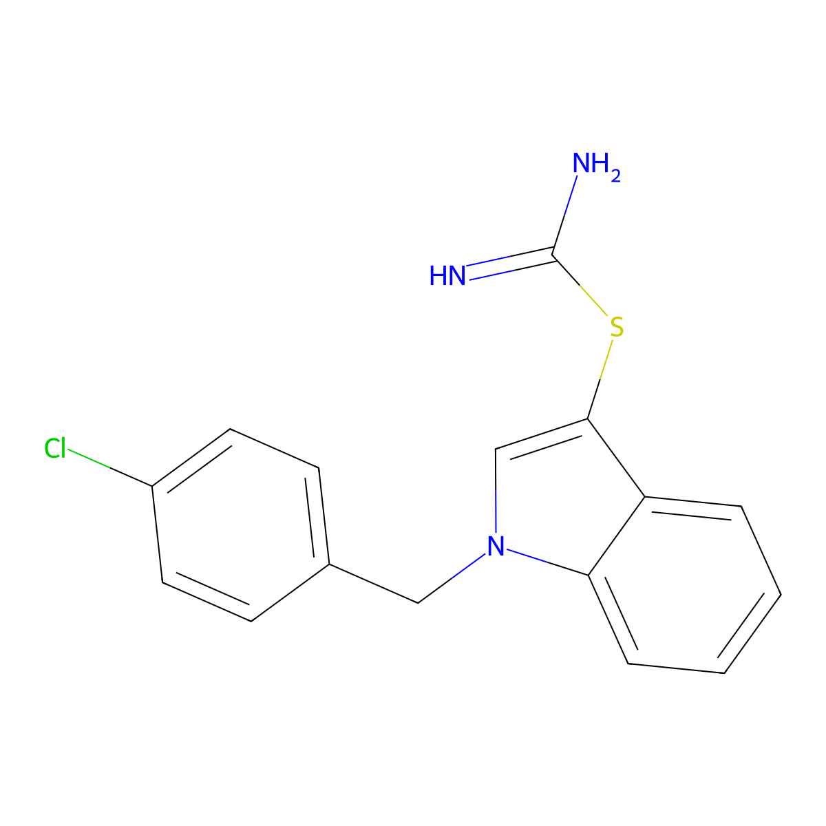 ({1-[(4-chlorophenyl)methyl]-1H-indol-3-yl}sulfanyl)methanimidamide molecular structure, CAS 1002539-76-5