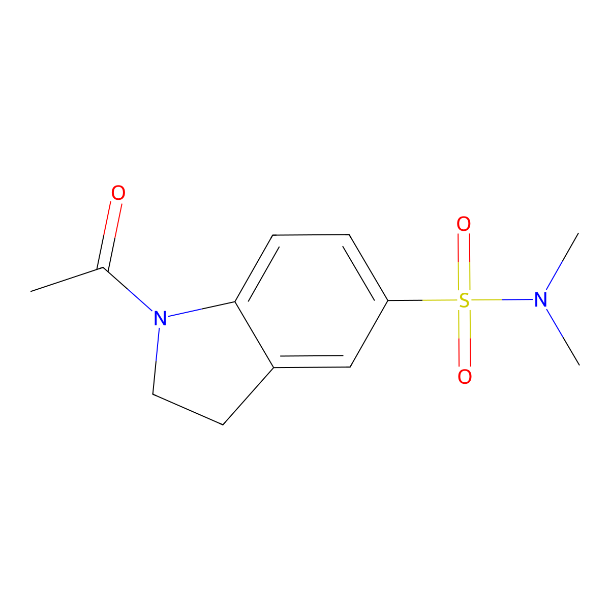 1-acetyl-N,N-dimethyl-2,3-dihydroindole-5-sulfonamide molecular structure, CAS 100254-51-1