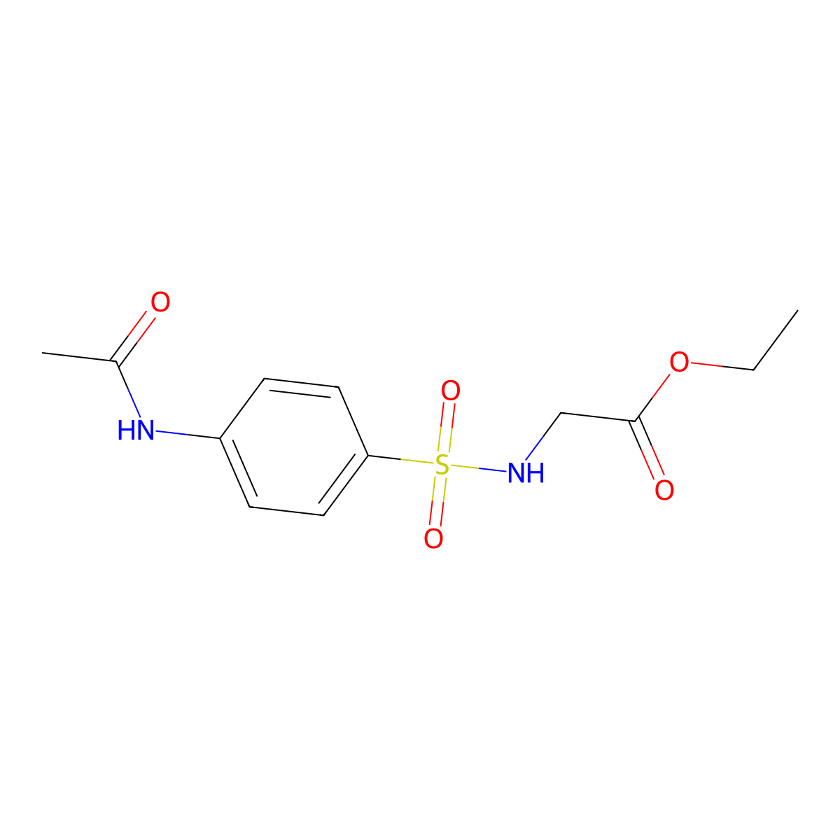 Ethyl 2-[(4-acetamidophenyl)sulfonylamino]acetate molecular structure, CAS 100255-02-5