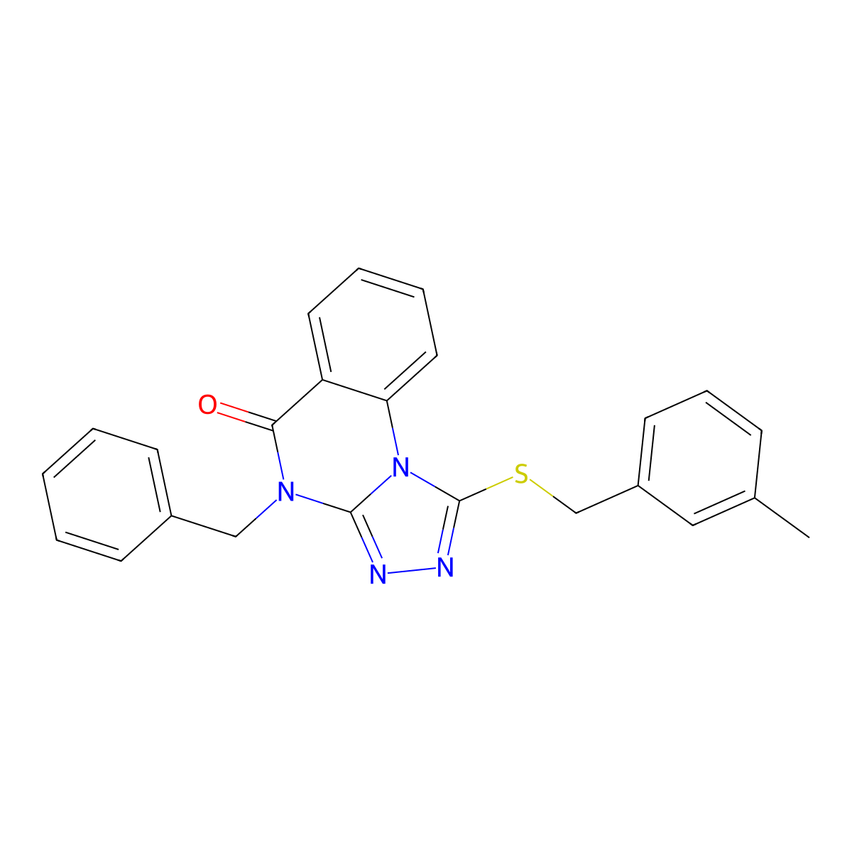4-Benzyl-1-[(3-methylphenyl)methylsulfanyl]-[1,2,4]triazolo[4,3-a]quinazolin-5-one molecular structure, CAS 1002554-76-8