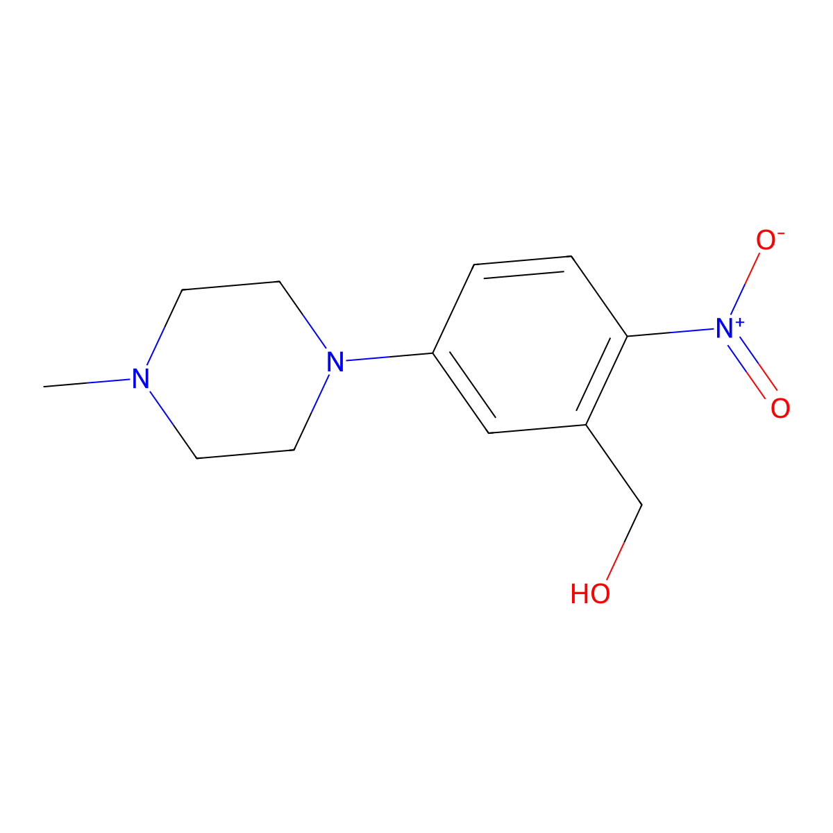 (5-(4-Methylpiperazin-1-yl)-2-nitrophenyl)methanol molecular structure, CAS 1002556-21-9
