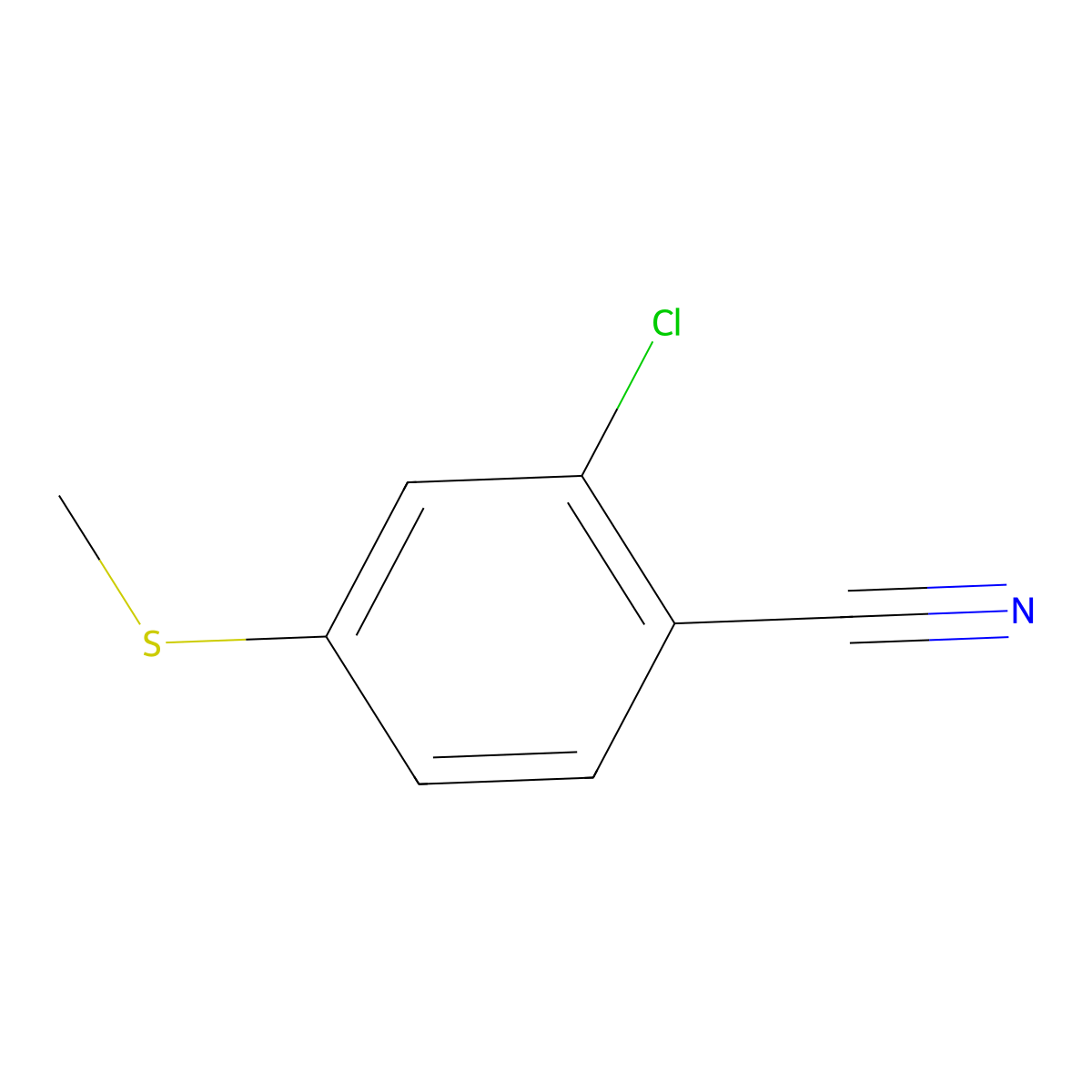 2-Chloro-4-(methylsulfanyl)benzonitrile molecular structure, CAS 1002557-03-0