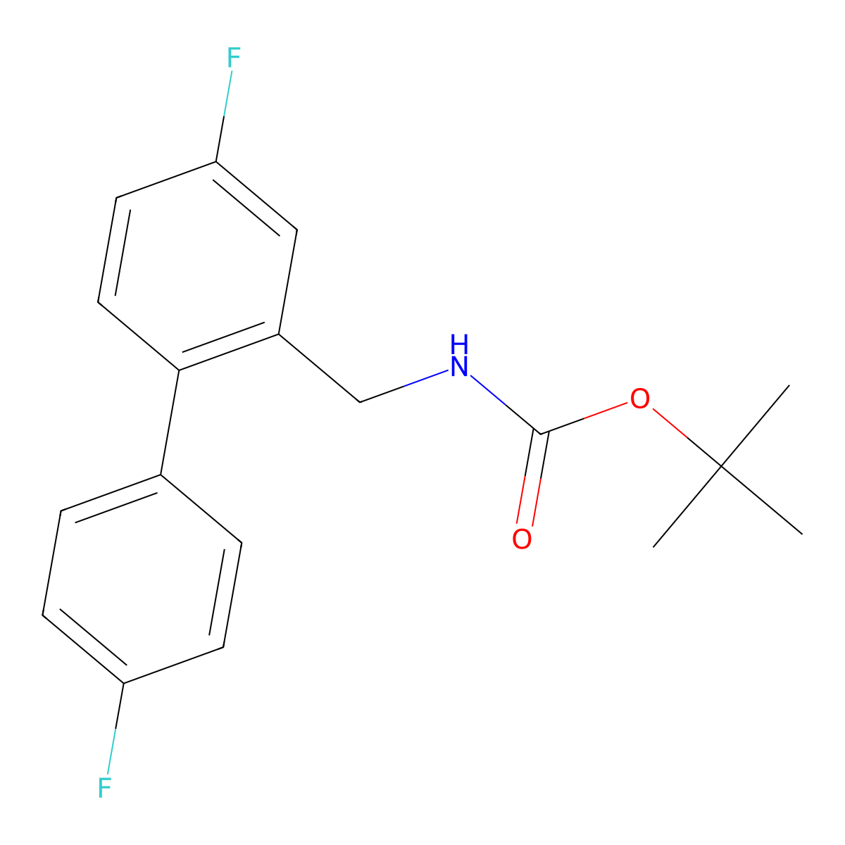 tert-Butyl [(4,4'-difluoro[1,1'-biphenyl]-2-yl)methyl]carbamate molecular structure, CAS 1002557-08-5