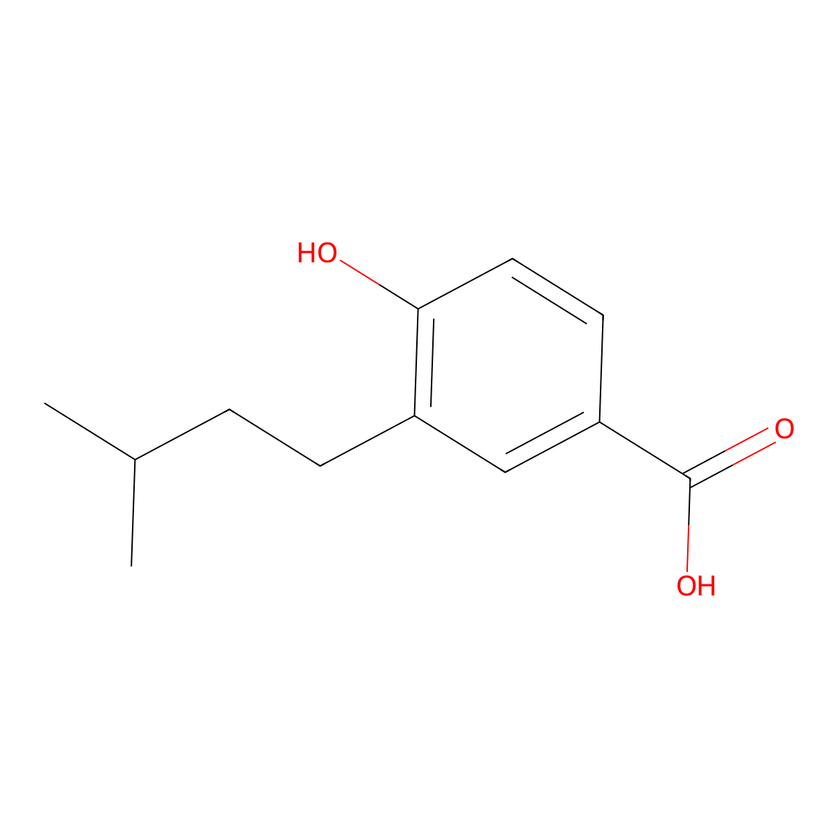 4-Hydroxy-3-isopentylbenzoic acid molecular structure, CAS 100256-92-6