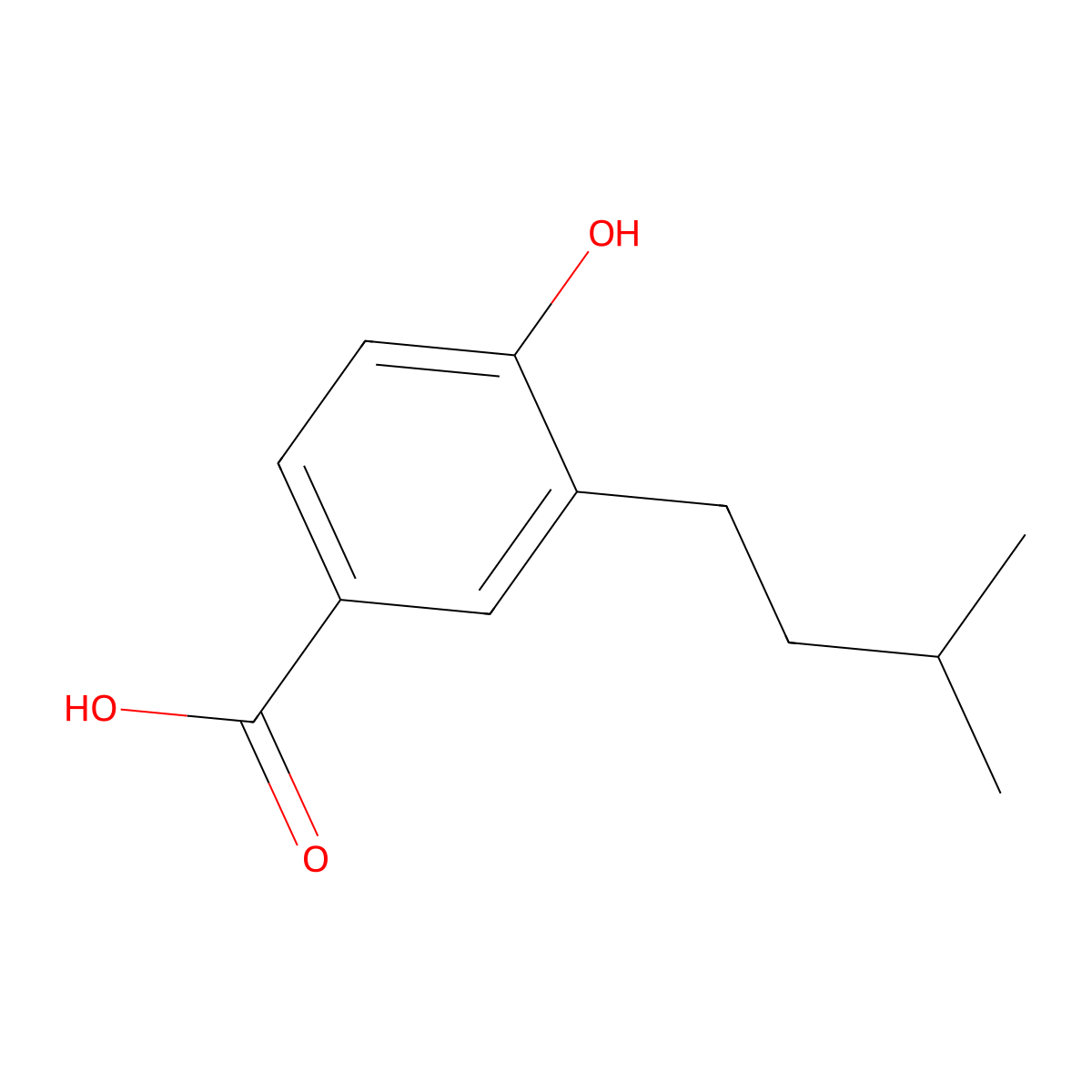 4-Hydroxy-3-isopentylbenzoic acid molecular structure, CAS 100256-92-6