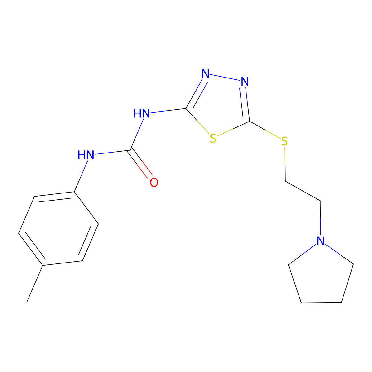 1-(4-Methylphenyl)-3-[5-(2-pyrrolidin-1-ylethylsulfanyl)-1,3,4-thiadiazol-2-yl]urea molecular structure, CAS 1002596-79-3