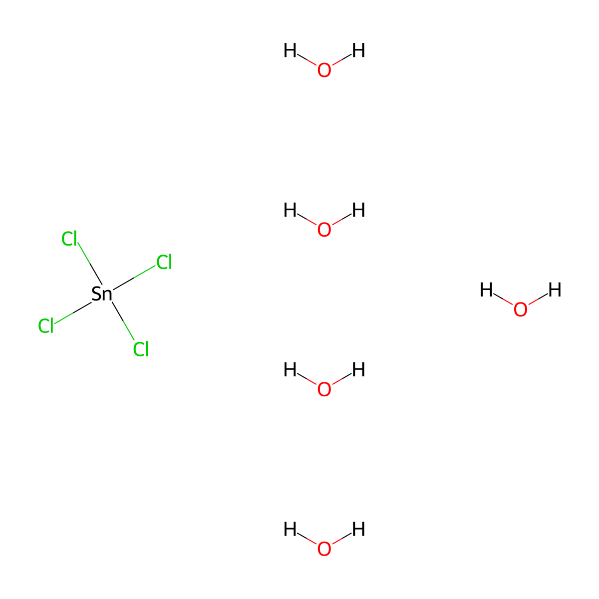 Stannic chloride pentahydrate molecular structure, CAS 10026-06-9