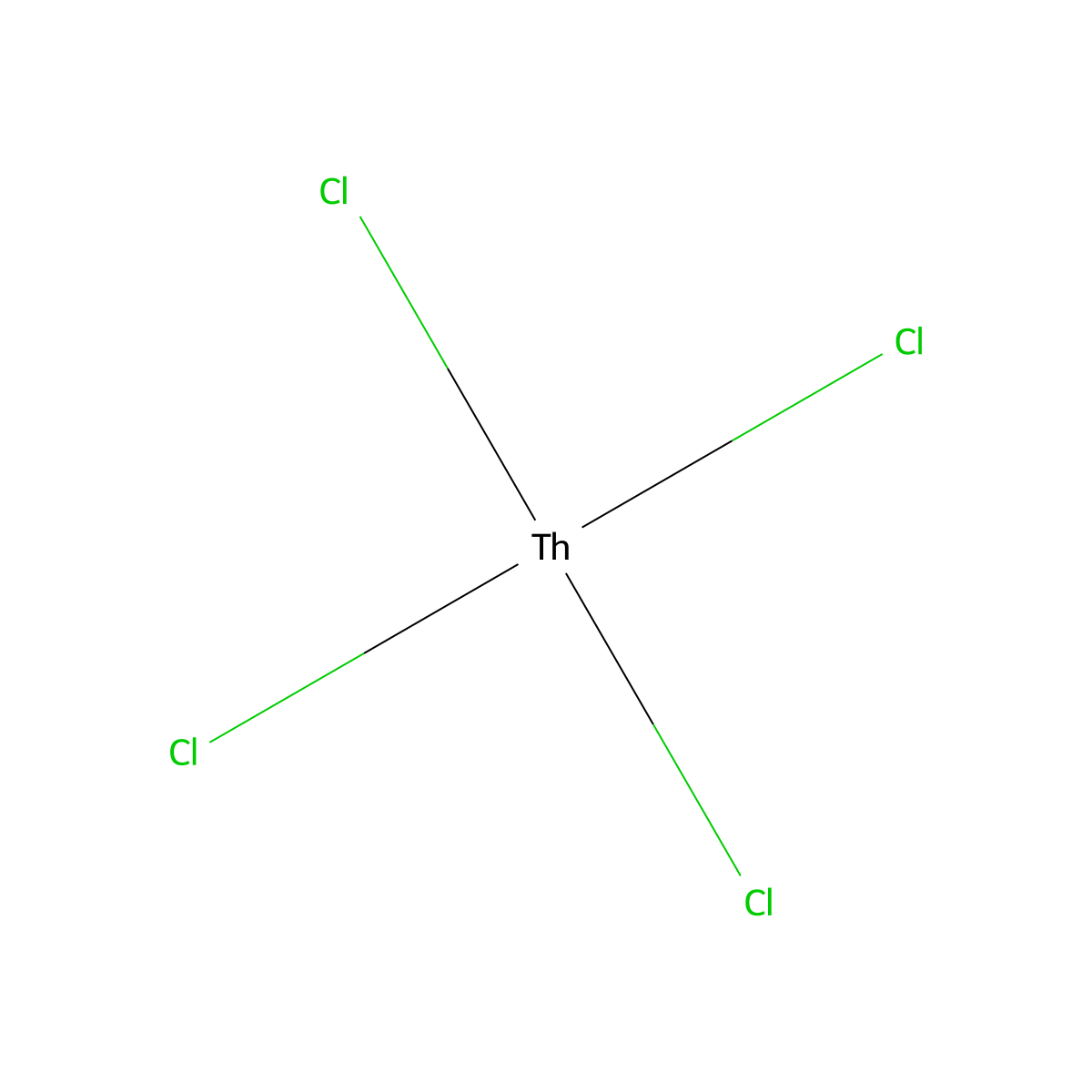 Thorium tetrachloride molecular structure, CAS 10026-08-1