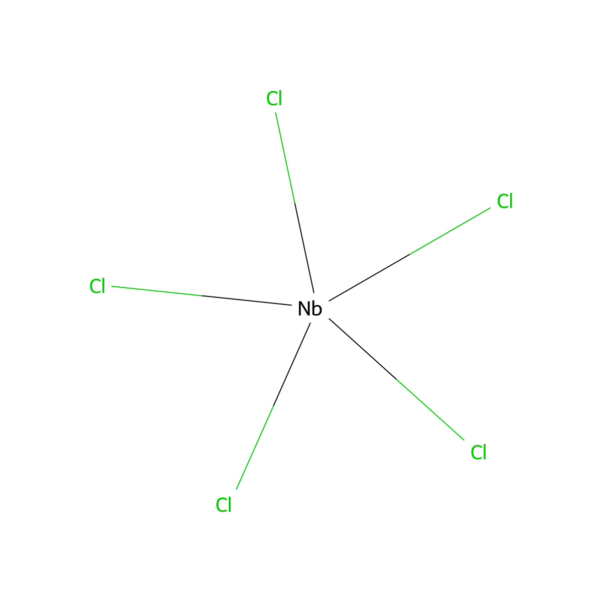 Niobium pentachloride molecular structure, CAS 10026-12-7