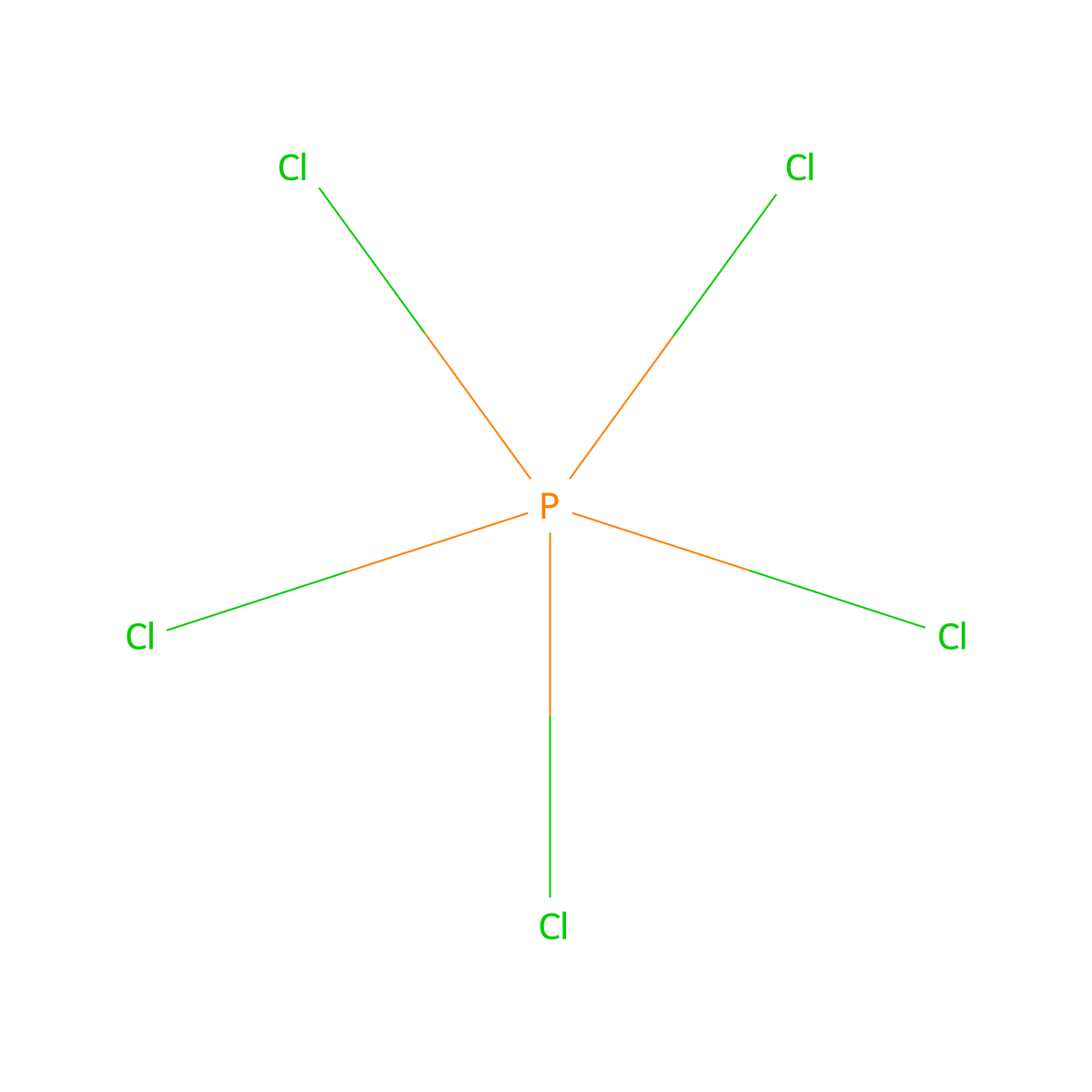Phosphorus pentachloride molecular structure, CAS 10026-13-8