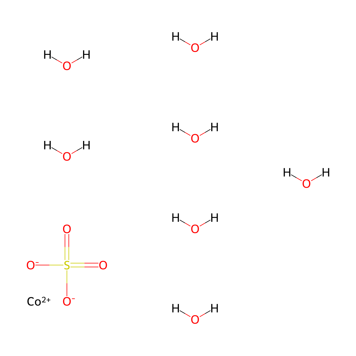 Cobaltous sulfate heptahydrate molecular structure, CAS 10026-24-1