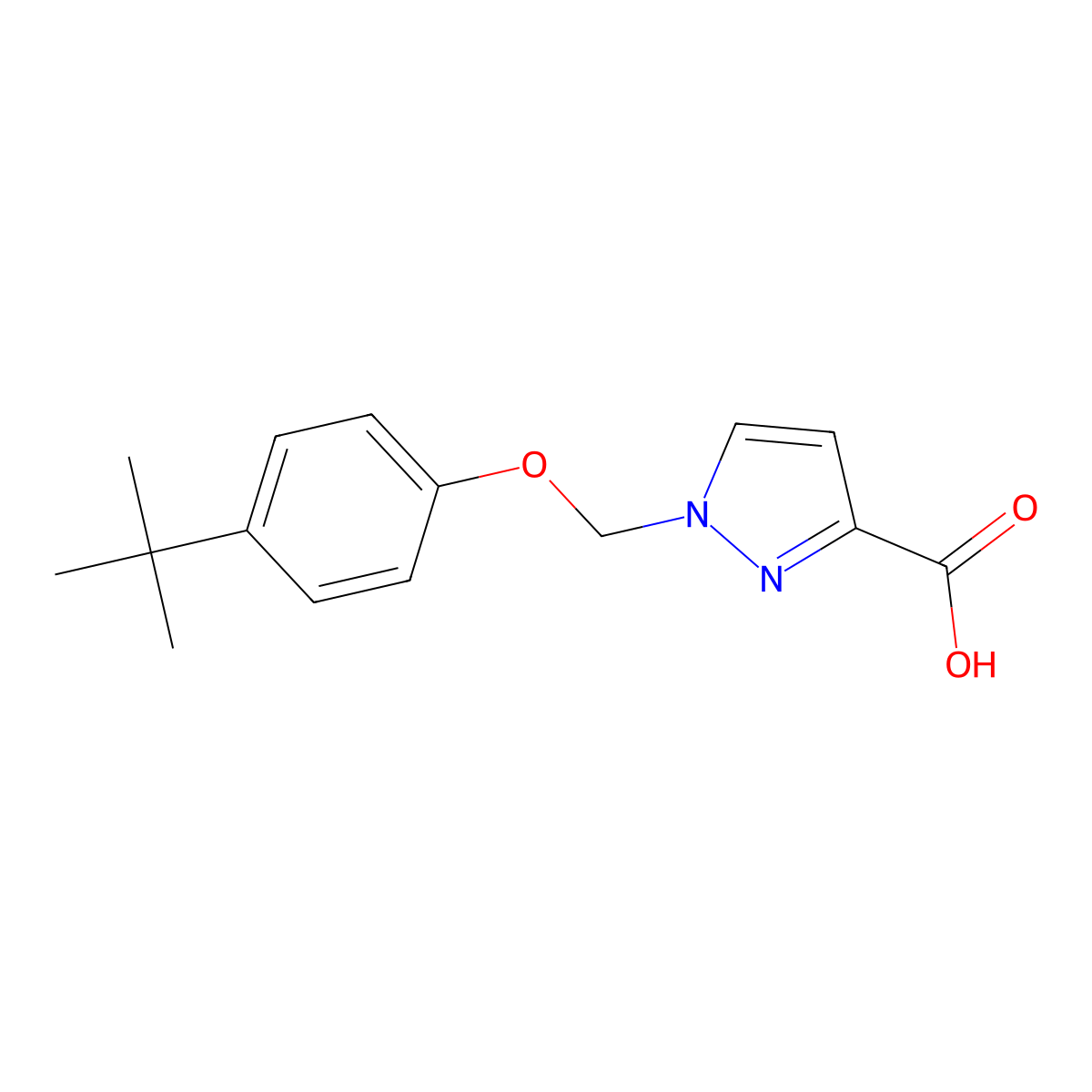 1-[(4-tert-butylphenoxy)methyl]-1H-pyrazole-3-carboxylic acid molecular structure, CAS 1002651-64-0