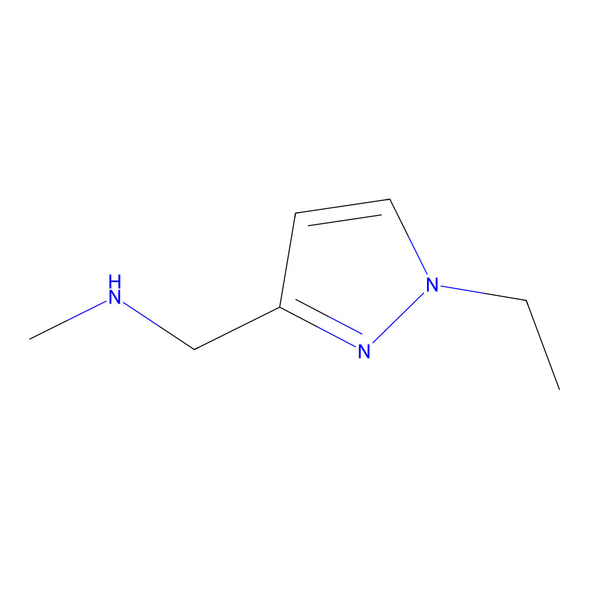 1-(1-ethyl-1H-pyrazol-3-yl)-N-methylmethanamine molecular structure, CAS 1002651-65-1