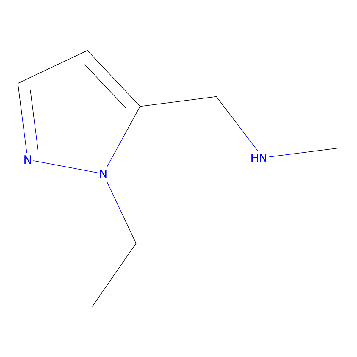 1-Ethyl-N-methyl-1H-pyrazole-5-methanamine molecular structure, CAS 1002651-67-3