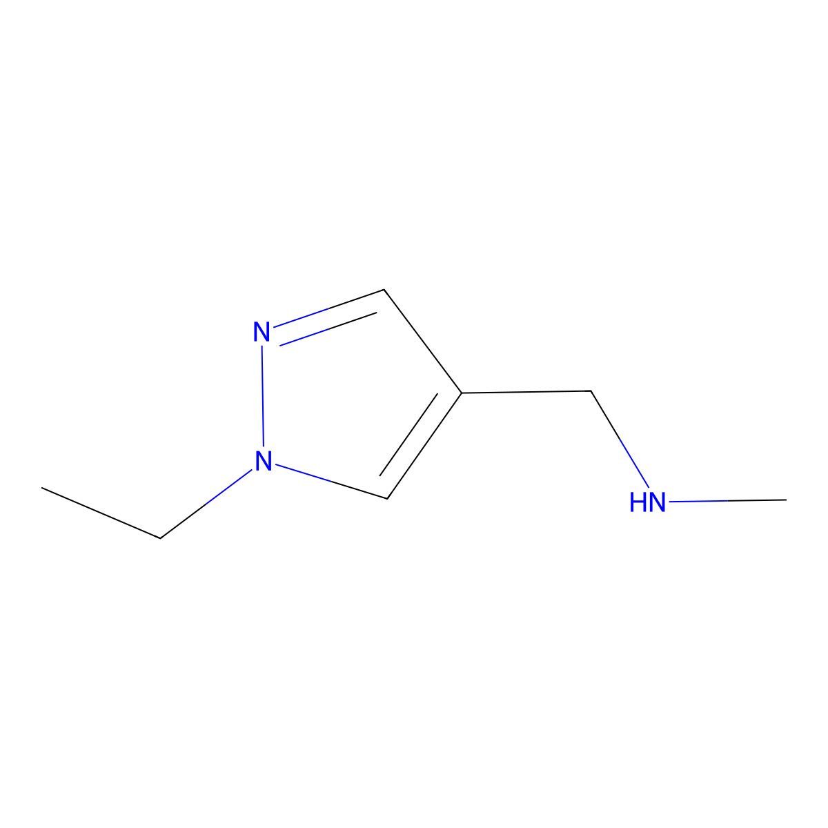 ((1-ethyl-1H-pyrazol-4-yl)methyl)(methyl)amine molecular structure, CAS 1002651-68-4