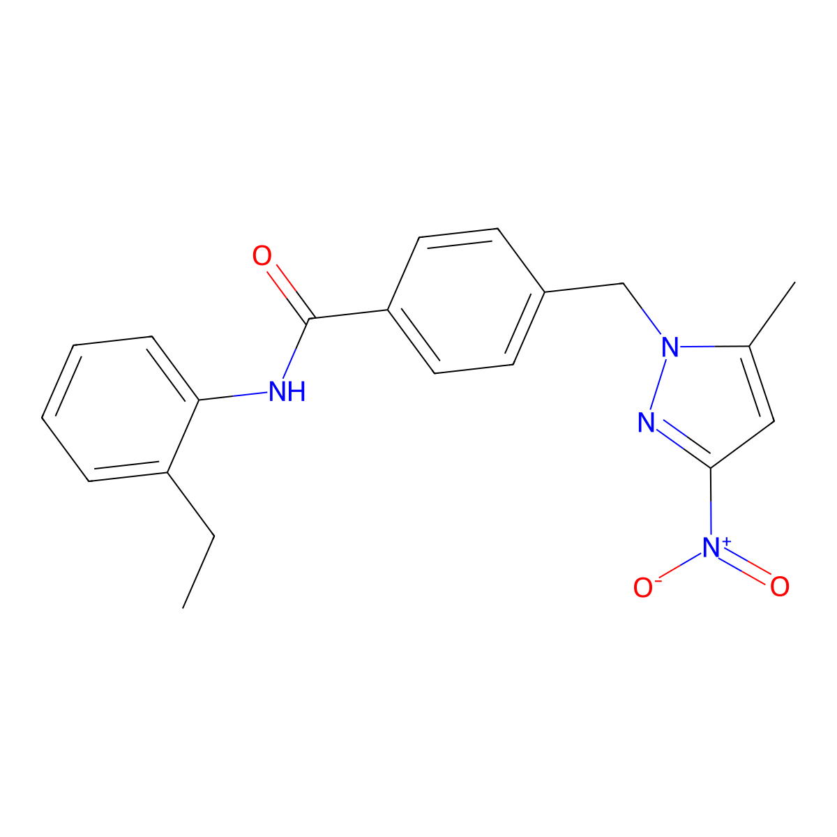 N-(2-ethylphenyl)-4-[(5-methyl-3-nitro-1H-pyrazol-1-yl)methyl]benzamide molecular structure, CAS 1002651-91-3