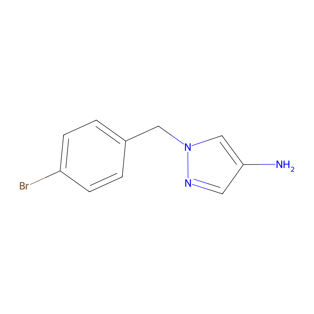 1-(4-bromobenzyl)-1H-pyrazol-4-amine molecular structure, CAS 1002651-92-4