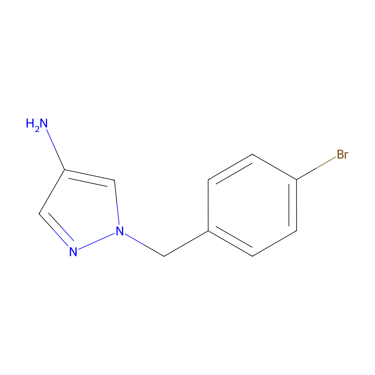 1-(4-bromobenzyl)-1H-pyrazol-4-amine molecular structure, CAS 1002651-92-4