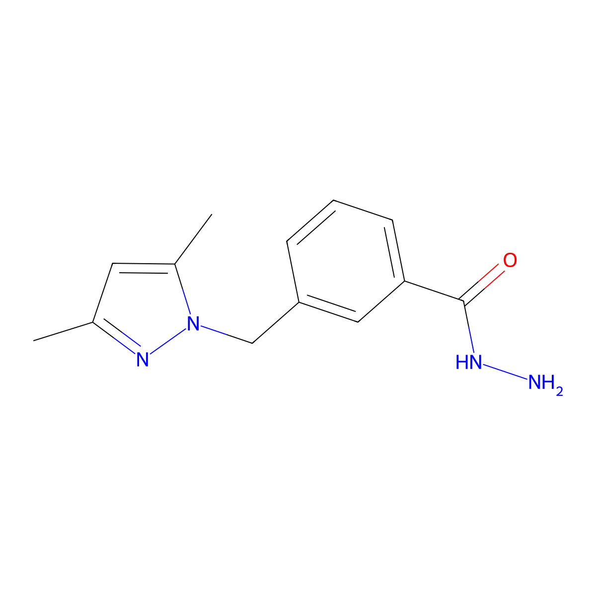3-[(3,5-dimethyl-1H-pyrazol-1-yl)methyl]benzohydrazide molecular structure, CAS 1002651-97-9