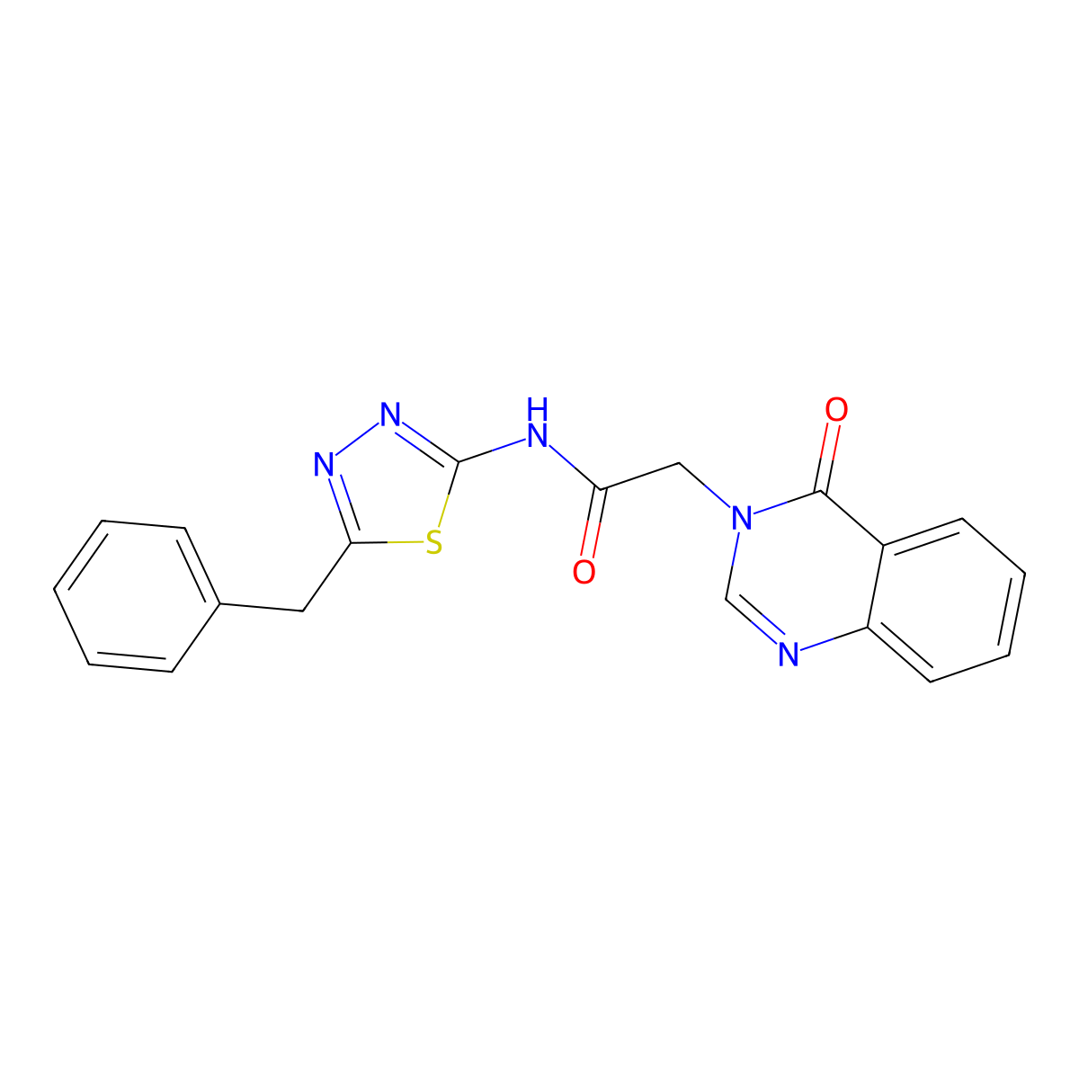 N-(5-benzyl-1,3,4-thiadiazol-2-yl)-2-(4-oxoquinazolin-3(4H)-yl)acetamide molecular structure, CAS 1002673-66-6