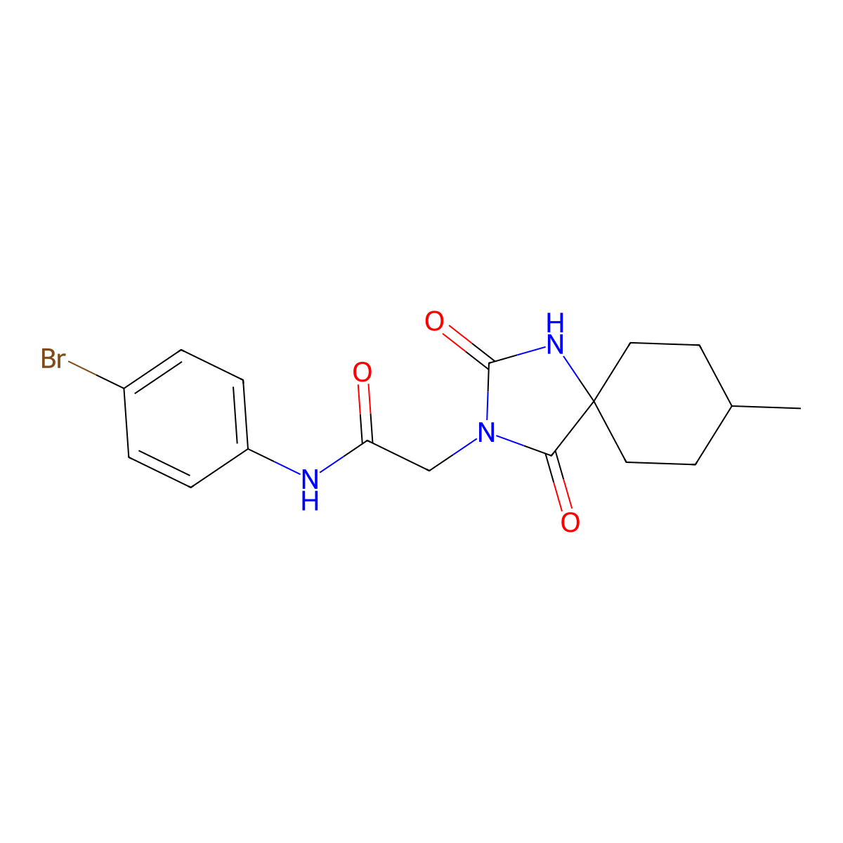 N-(4-bromophenyl)-2-(8-methyl-2,4-dioxo-1,3-diazaspiro[4.5]decan-3-yl)acetamide molecular structure, CAS 1002686-66-9
