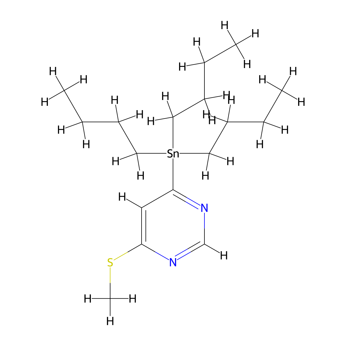 4-(Methylthio)-6-(tributylstannyl)pyrimidine molecular structure, CAS 1002719-56-3