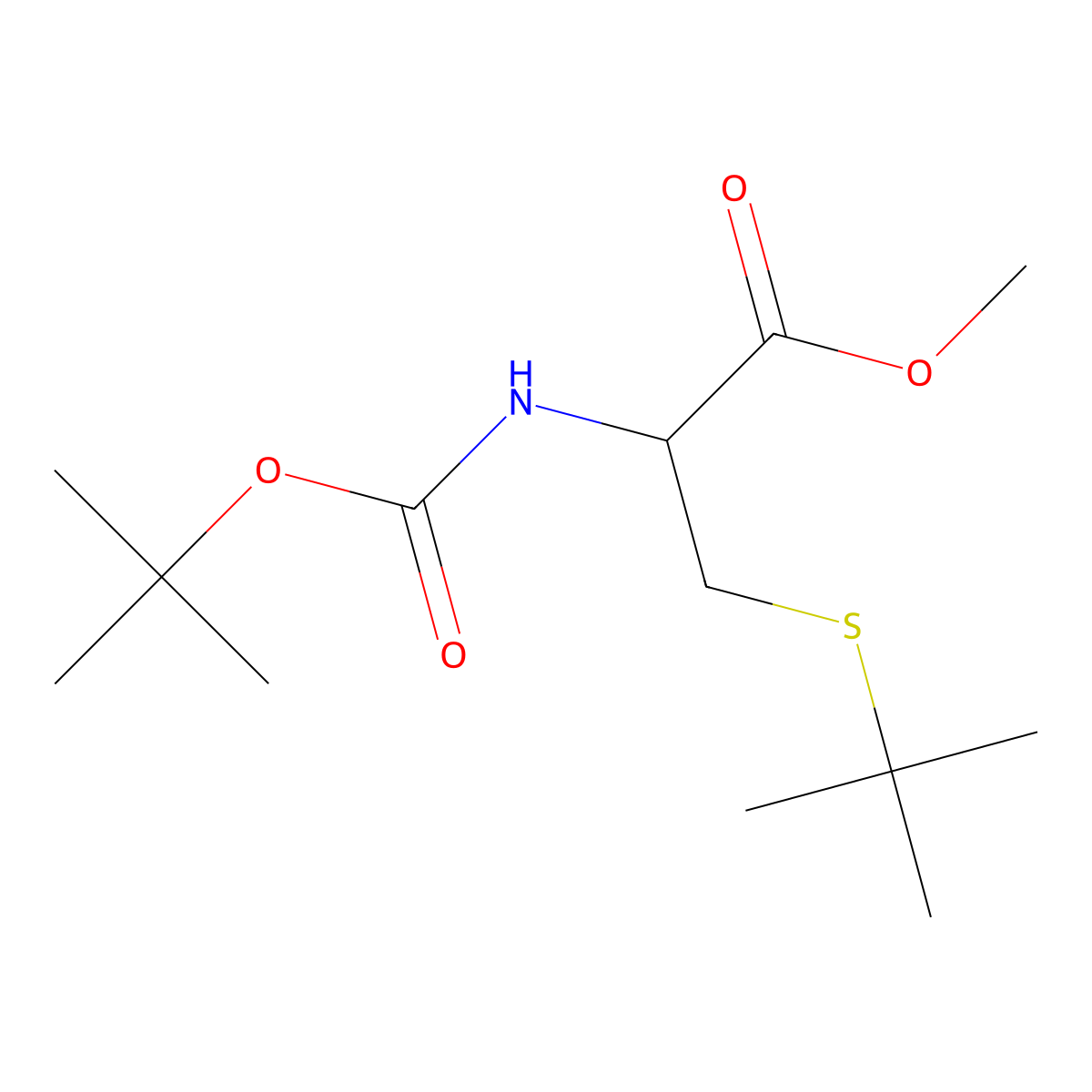methyl (2R)-2-{[(tert-butoxy)carbonyl]amino}-3-(tert-butylsulfanyl)propanoate molecular structure, CAS 1002724-02-8